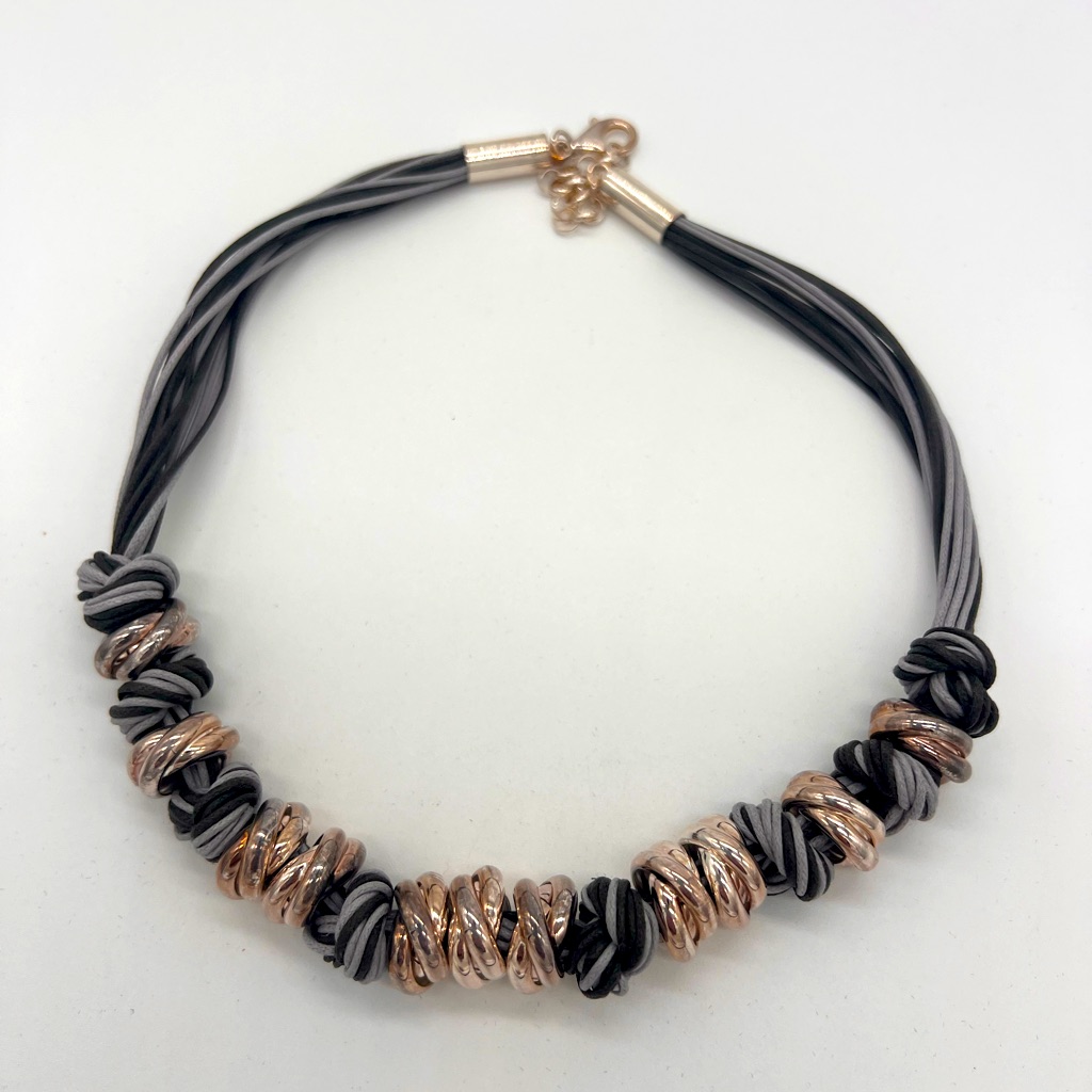 Milor Sterling Silver BlackGrey Cord Necklace 35$